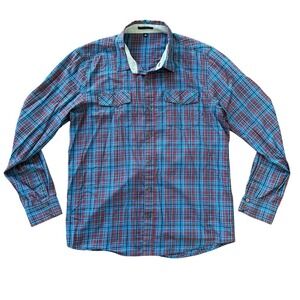 Travis Mathew XL Blue Plaid L/S Button Up‎ Men's Lightweight Flannel Shirt
